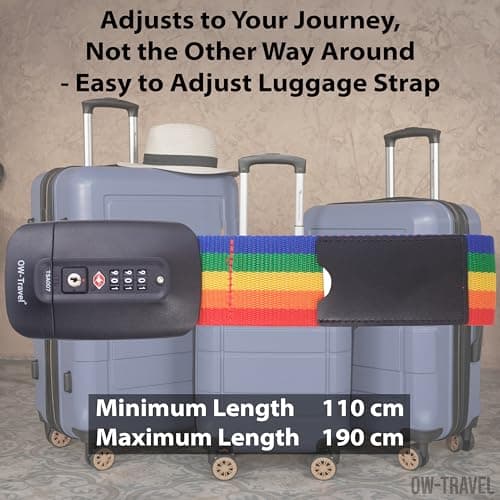 OW-Travel Lockable Luggage Straps for Suitcases with TSA Lock, Rainbow — view 5