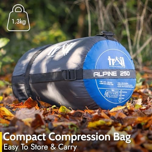 Trail Alpine 250 Sleeping Bag with Hood, 3 Season, Single Adult, Blue — view 6