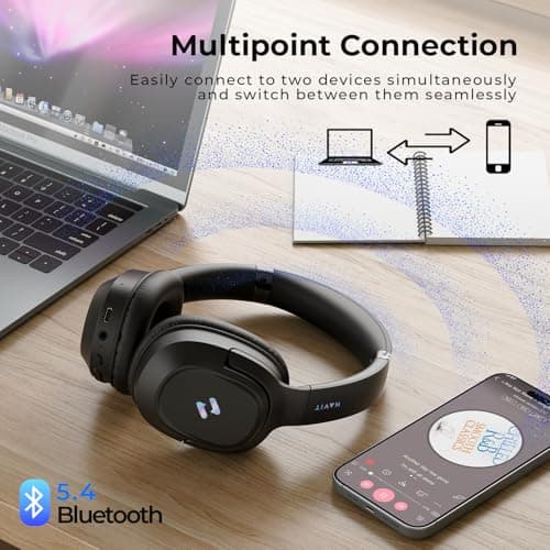 havit Active Noise Cancelling Headphones, Wireless Over Ear Bluetooth Headphones with 60ms Low Latency Game Mode, 50H Playtime, Foldable Overhead Headphones with Deep Bass, Bluetooth 5.4, App Control — view 6