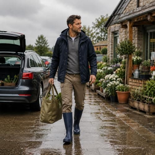 A2Z Mens Navy Tall Wellington Rain Boots Outdoor Rubber Treaded Sole — view 3