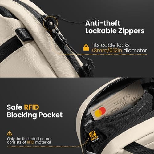 tomtoc Travel Crossbody Bag RFID Blocking – Anti-Theft Lockable Sling Bag — view 6