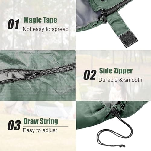 M.J COMFY-LIFE Sleeping Bag 200g Cotton Fill, Comfort 5° to 15°C Green — view 6