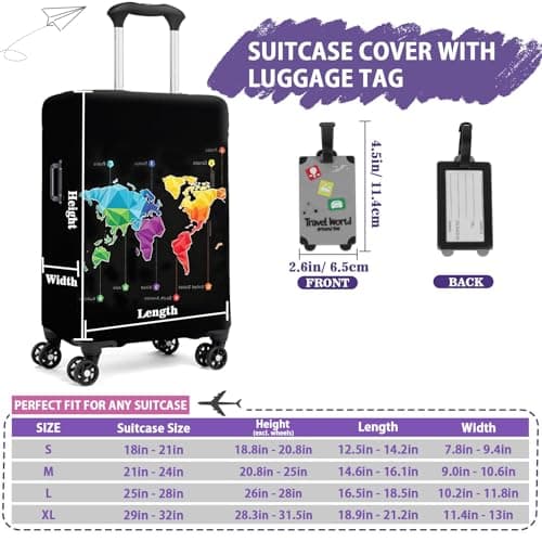Aovanta Suitcase Cover Protector, 25-28 inch Large Luggage Cover with Suitcase Tag, Elastic Suit Case Covers for Luggage, Travel, Holiday (Pattern 2, 25-28in) — view 5