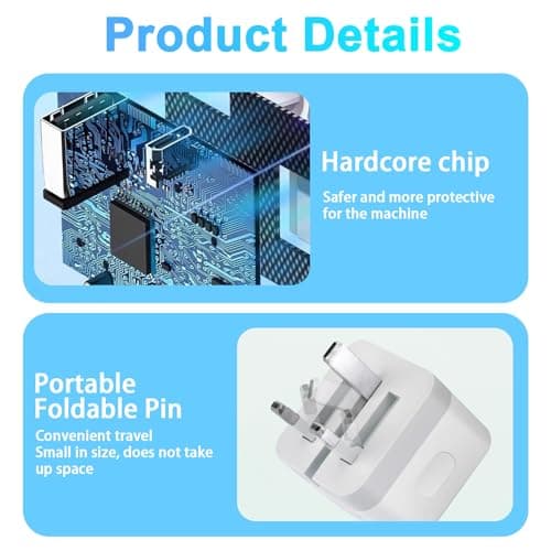 2 pack 20W USB C PD Fast Charger Foldable UK Wall Head Adapter for iPhone — view 3