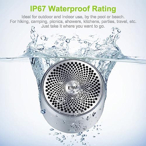 EWA A106 Pro IP67 Waterproof Bluetooth Wireless Mini Speaker with Travel Case Packed, 12-Hour Playtime, Small But Loud, Portable for Car Bike Outdoors Shower(Silver) — view 4