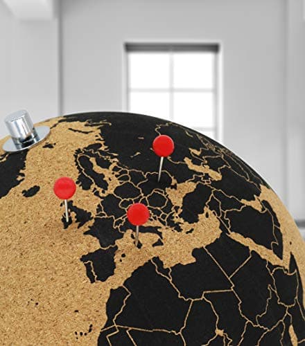 FeinKnick Elegant Cork Globe with Push Pins [120 pcs] 10" Tall Travel Globe — view 6