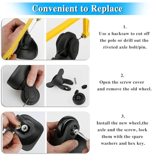 OwnMy 75 x 24mm Luggage Suitcase Replacement Wheels, Rubber Swivel Caster Wheels Bearings Repair Kits, Set of 2 — view 4