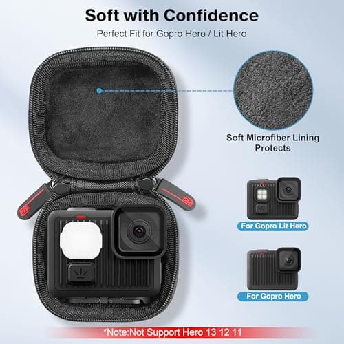 Carrying Case for gopro Lit Hero/Hero Accessories Hard Shell PU Cover Protection Storage MINI Bag Travel Portable Cases with Carabiner Action Camera — view 2