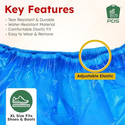PDS Shoe Cover |200Pcs/100 Pairs| Extra Large Measuring 41x15cm | Blue Single Use Shoe Covers Disposable | Durable Disposable Shoe Covers | Boot Cover, Shoe Protector — view 2