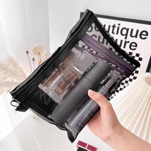 Lansonee 2 Pcs Transparent Mesh Shower Bag, Foldable Portable Toiletry Bag for Gym, Travel, Business & Swimming Pool, Waterproof Wash Bag Organizer — view 6