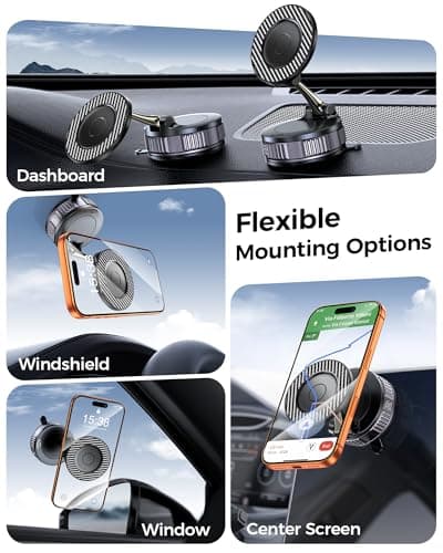 Car Phone Holder for Magsafe – [Carbon Fiber] Phone Mount for Car [Super Strong Magnetic, 360° Adjustable, 108LBS Vacuum Suction] Phone Holders for Your Car, Car Accessories for iPhone 17–12 Series — view 2