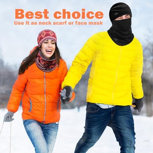 WK IEASON Winter Thermal Fleece Beanie Neck Warmer Set,Winter Running Hat and Thermal Snoods, Unisex Scarf and Fleece Beanie for Running Jogging Skiing Cycling Snowboarding Climbing Outdoor Sports — view 6