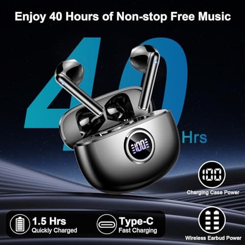 Wireless Earbuds, Bluetooth 5.4 Headphones 2024 Wireless Headphones with Deep Bass, New Mini Bluetooth Earphones in Ear 4 ENC Mic, Noise Cancelling Ear buds 30H Bluetooth Earbud Dual LED Display, Cyan — view 4