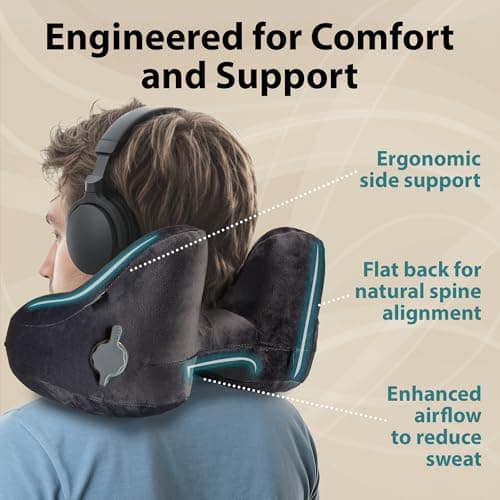 FLOWZOOM AIR Travel Neck Pillow for Airplane Inflatable Hooded Black Size L — view 3