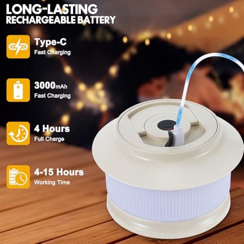 Camping String Lights, 20M/65.6FT String Storage Camping Lamp with 5 Lighting Modes USB Rechargeable Waterproof Multicolor Fairy Lights Reel Lanterns for Outdoor/Indoor/Yard/Tent/Festival Decorations — view 5