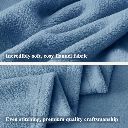 Aisbo Blue Throws Blanket for Sofas - Bed Throw Double Size Fluffy Sky Blue Blanket Fleece, Warm Soft Flannel Blanket for Couch, 150x200cm — view 5
