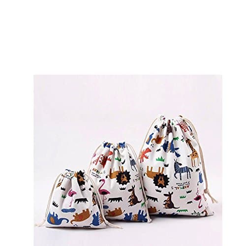 Amoyie Cotton Drawstring Bag 3pcs, Kids Storage Bag, Fabric Organiser Pouch — view 2