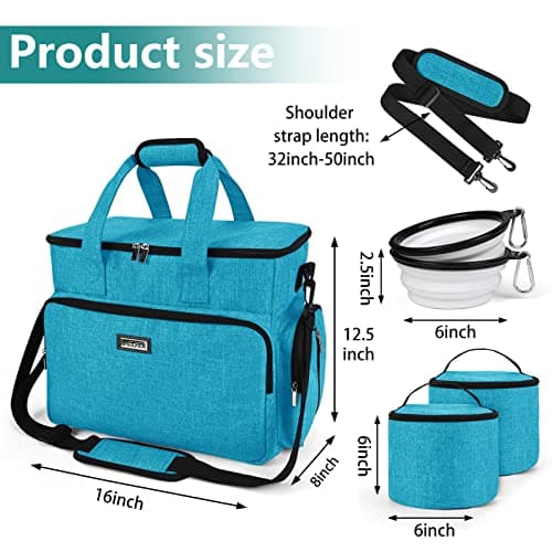 BAGLHER Dog Travel Bag, Pet Travel Bag With 2 Pet Food Containers and 2 Collapsible Silicone Bowls; Essential Kits for Pet Travel Sky Blue — view 3