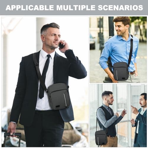 Aucuu Mens Shoulder Bag Crossbody Bag, Waterproof Men's Small Side Bag, Casual Handbag with Adjustable Strap, Oxford & Polyester, Lightweight Cross Body Bag for Daily Use, Grey — view 2