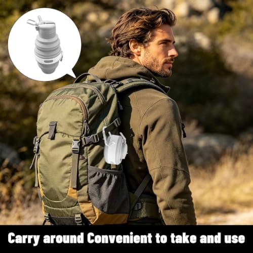 Linhono​ Collapsible Water Bottle, Foldable Travel Water Bottle with Carabiner, Leakproof Collapsible Water Bottle for Hiking Backpacking Outdoor Activities, Portable Folding Water Bottle — view 5