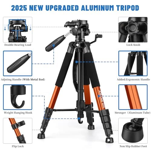 JOILCAN 74"/188cm Camera Tripod, Aluminum Tripod for DSLR/Canon/Nikon/Video — view 6