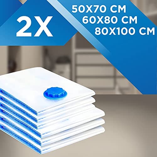 KEPLIN Vacuum Storage Bags | Maximise Space and Store Clothes, Bedding, Towels, Duvet & Pillow | Space Saver Air Suction Bag with Secure Double Zip + Valve | 6 Pack Multipack — view 6