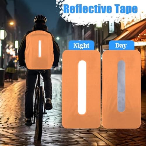 SHOCHX 2 Pack Waterproof Backpack Rain Cover with Reflective Strap, 1 Adjustable Anti Slip Cross Buckle Strap, Rainproof Snowproof for Hiking Camping Touring Cycling, M for 26-40L Backpack, Orange — view 5