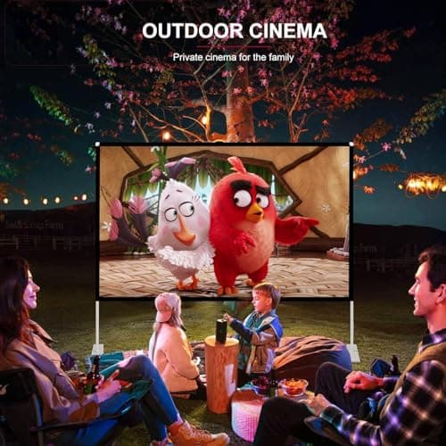 Projector Screen with Stand 16:9 HD 4K Outdoor Indoor Projection Screen for Home Theater 3D Fast-Folding Projector Screen with Stand Legs and Carry Bag Projection Movie Wrinkle-Free (120inch) — view 6