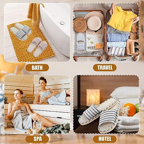 Suhine 12 Pairs House Slipper for Guests Open Toe Spa Slippers Non Slip Indoor Comfortable Breathable Home for Travel Guests Hotel Home Bedroom Unisex, Multicolor, 9 UK — view 6