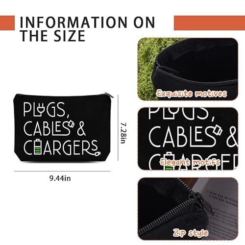 Plugs Cables Chargers Storage Bag for Women Men Tech Gifts for Best Friend Silicone Cable Ties Wire Wrap Organiser for USB Cables Cord Keepers for Charging Accessories Pouch for Travel Home Camping — view 6