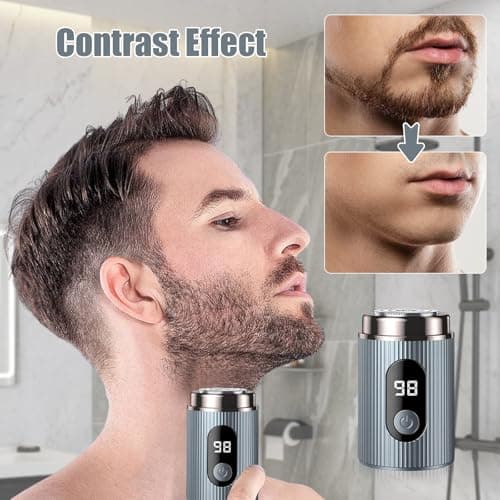 Homirty Mini Shavers for Men Electric Razor, Waterproof Shaving Machines, Mini Portable Electric Shaver, USB Rechargeable Waterproof Shaver with LED Display, Pocket Size Beard Trimmer for Home Car — view 6