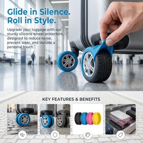 Wihozte Silicone Suitcase Wheel Covers, 32 Pcs Luggage Wheel Protector Covers for wheels is 5cm-6.5cm, Anti Scratch Luggage Wheel Protector for Suitcases Office Chairs Home Furniture — view 6