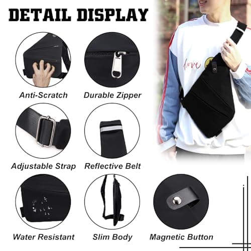GDOKKNY Anti Theft Crossbody Bag for Women Personal Flex Travel Bag Anti-Theft Cross Body Bag Sling Chest Bag for Men （Black） — view 2