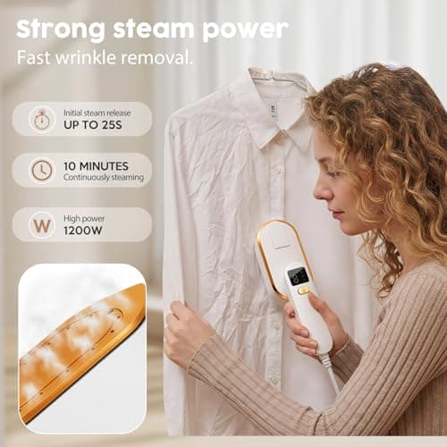 Portable Travel Steamer for Clothes, 1200W Powerful 2 In 1 Steamer & Iron,10s Fast Heat,4 Modes with LED Display, 150ml Water Tank Powerful Wrinkle Remover for Home,Office, Travel — view 2