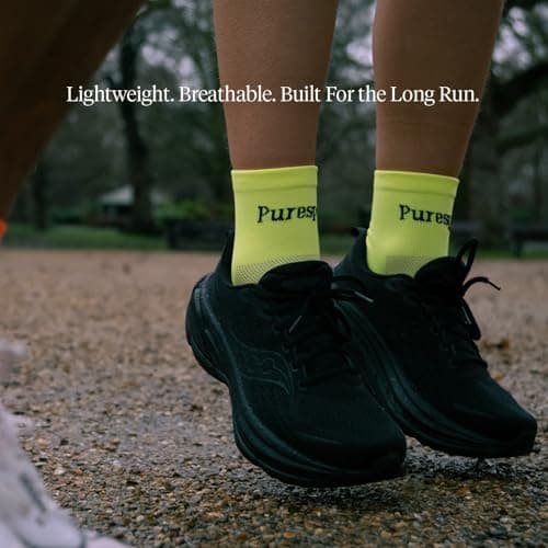 Puresport Performance Ankle Socks (Yellow, S/M), Moisture-Wicking Training Socks with Subtle Compression, Breathable & Durable, Optimal Support for Women & Men, Long-Distance Running, Gym, Hyrox — view 3
