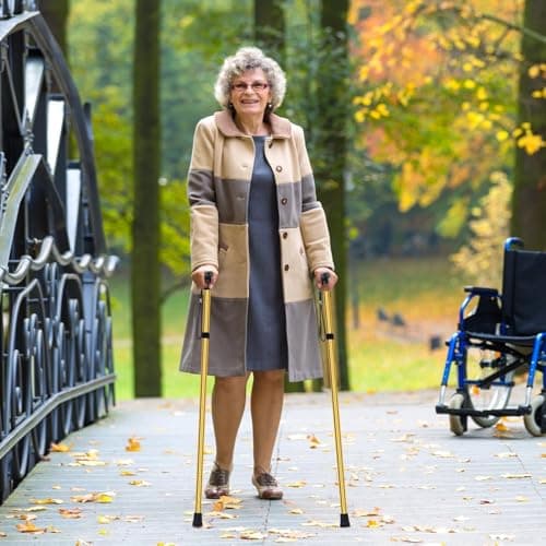 Walking Stick, Portable Collapsible Walking Stick and Mobility Aid Handy, Easily Adjustable Folding Travel Walking Cane for Women, Men & Disabled Flexible and Durable, 33-37 inches (Gold) — view 4