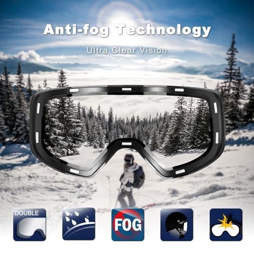 Vgooar OTG Ski Goggles with Magnetic Detachable Lens, Frameless Cylindrical Lens Ski Goggles - Anti-Fog and UV400 Protection Skiing Goggles for Men and Women(Red) — view 5