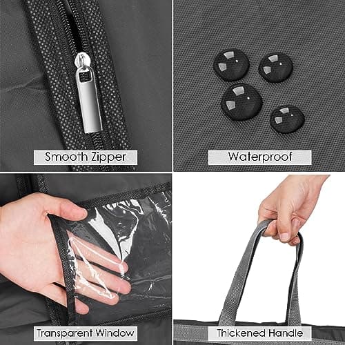 3 Pack Long Dress Covers Garment Storage Bags, 180cmx60cm Wedding Dress Covers for Storage and Travel, Full Length Foldable Washable Clothes Cover with Handles, for Gowns, Coats, Suit Carrier, Black — view 6