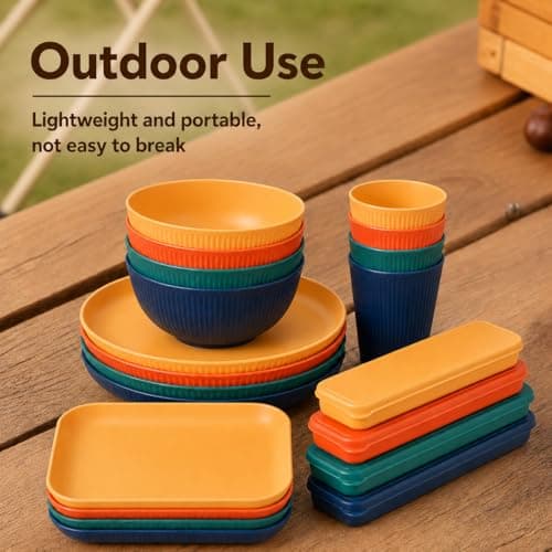 AURALIN Camping Dinnerware Set for 4 41 Pieces Food-Grade PP Canvas Bag — view 5