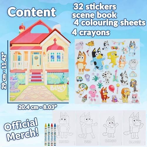 Bluey Stickers Activity Set with Crayons, Colouring Sheets, Foldable Fun Scenes, Kids Activity Packs for Travel, Colouring Set, Gifts for Kids — view 6