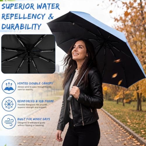 Jexine 20 Pack Compact Umbrellas Bulk, Automatic Open Close Travel Umbrellas for Rain, Windproof Portable Folding Umbrella for Men Women, Small Collapsible Umbrella for Travel Office Wedding — view 5
