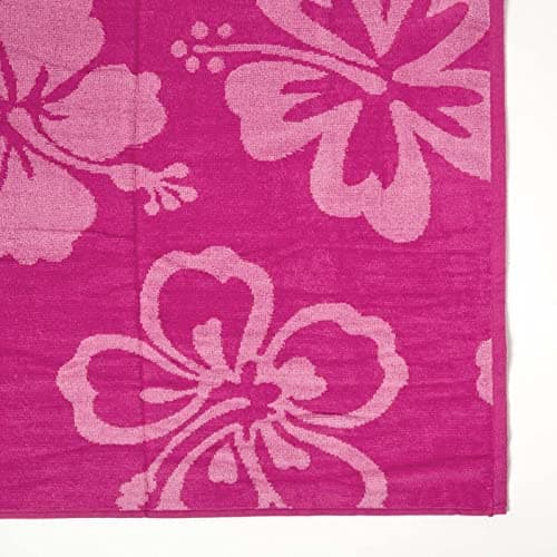 HOMESCAPES Pink Beach Towel 70 x 150 cm Quick Dry Towel with Floral Design Eco-Friendly Recycled Cotton Rich Super Absorbent Large Travel Towel — view 3