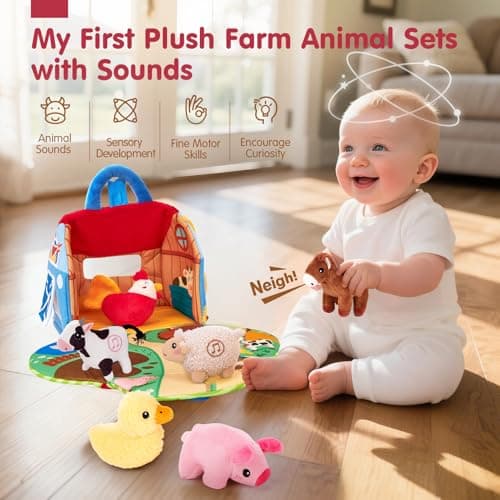 hahaland Baby Toys 6-12 Months Plush Farm Animal Sound Sensory Toys — view 2