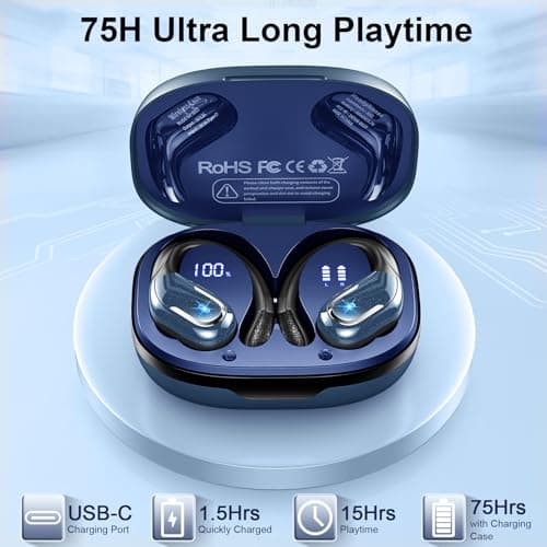 Wireless Earbuds Sport, 75Hrs Bluetooth 5.4 Headphones Stereo Bass Ear Buds — view 5