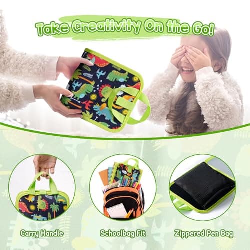 DoGeek Upgrade Erasable Doodle Books, Double-Sided Kids' Drawing Writing Boards with 12 Coloring Pens,Portable Learning Drawing Pad,Kids Plane Activities Toys Birthday Gifts for 3-8 Years(Green) — view 4