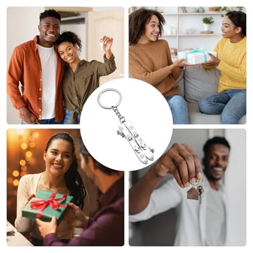 Ski Charm Keychain Cool Metal Keyring — view 4