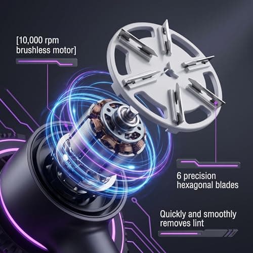 Electric Lint Bobble Remover Rechargeable Fabric Shaver, Clothes Debobbler & Jumper Fluff Defuzzer | Portable Travel Fuzz Ball Pill Cutter for Sweater Sofa Furniture, Cashmere Wool Knitwear Garment — view 6