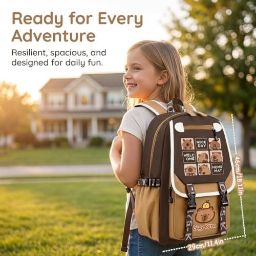 JXBBAAC Capybara Backpack, Cute Cartoon Backpack Capybara Waterproof School Bag, Rucksack Travel Book Bag for School Outdoor Travel Sports-A — view 2