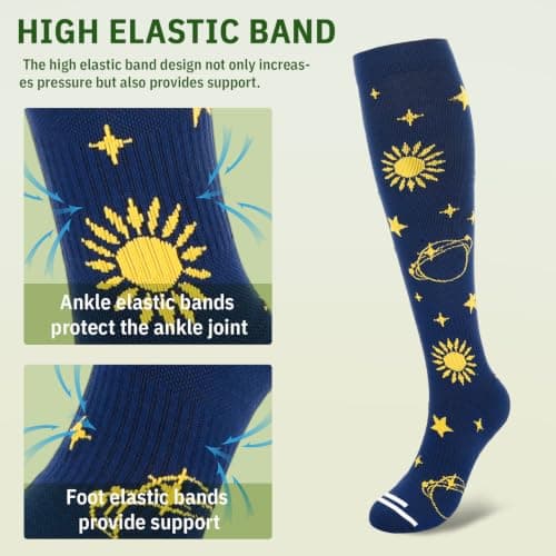 KKuSoxyy 3 Pairs Bamboo Compression Socks for Women Soft Flight Socks Moisture Wicking Knee High Cushioned Travel Socks for Long Flight Nurse Pregnancy 15–20mmHg S-M — view 4