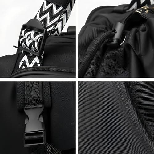 Fashowlife Multi-Function Tote Bag Large Capacity– Versatile Nylon Lightweight Backpack with 15 Pockets for Car Travel Shopping Everyday Organizer Carry, Black — view 2